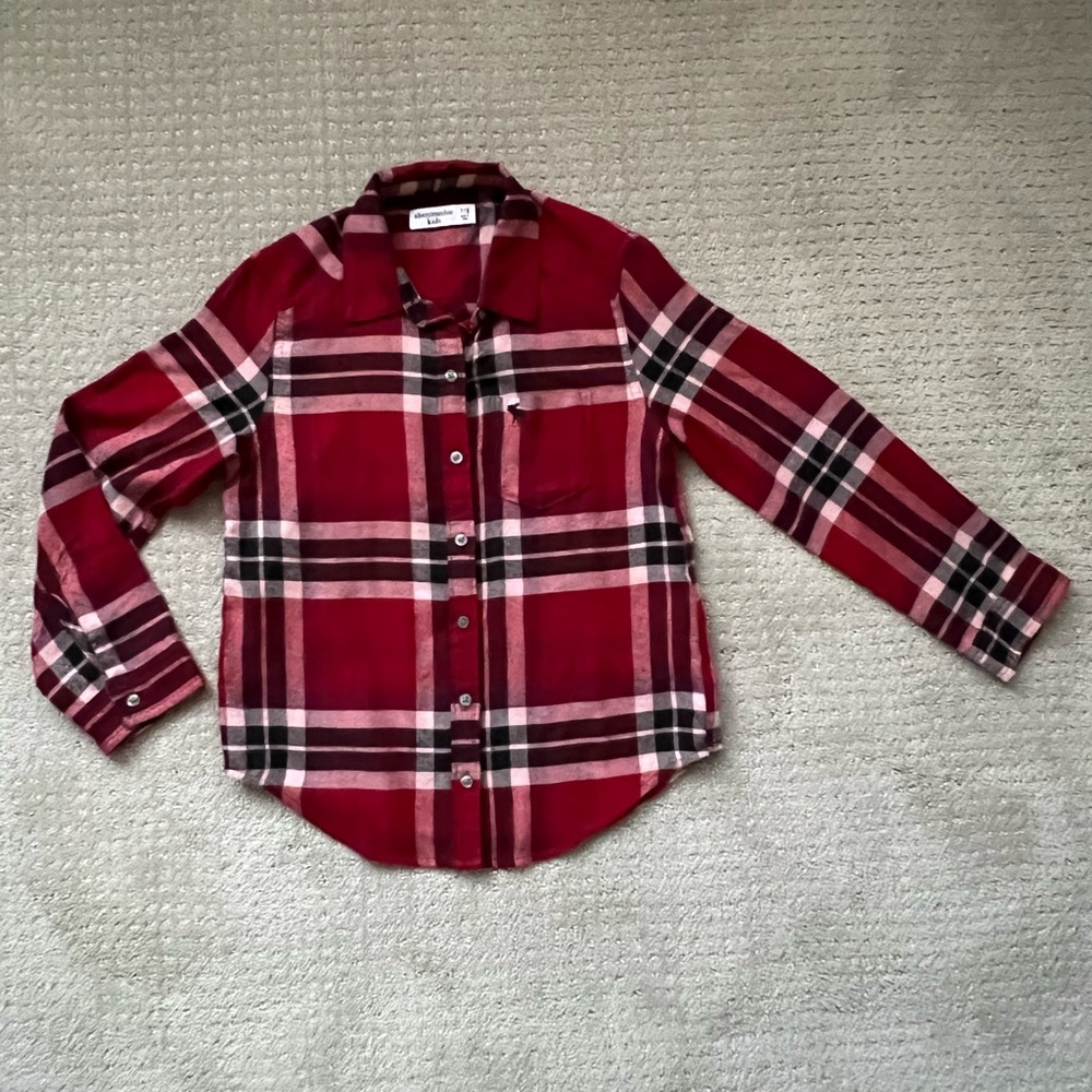 Euc girl’s Abercrombie Kids flannel shirt size 7/8